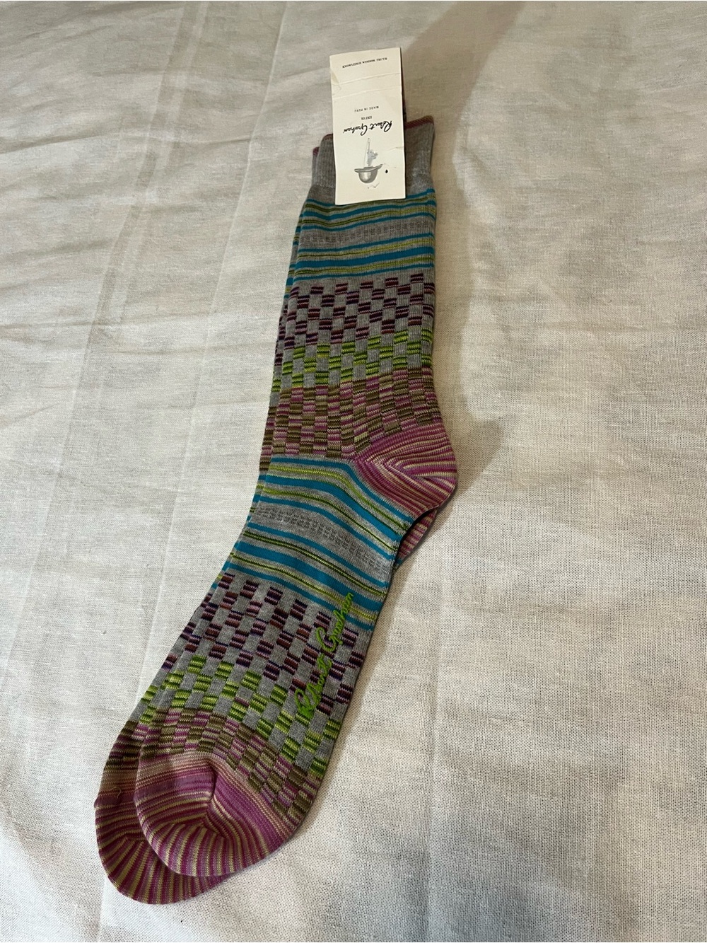 NWT Robert Graham Men's Socks Angus Crew Dress Casual Colorful Pima Cotton